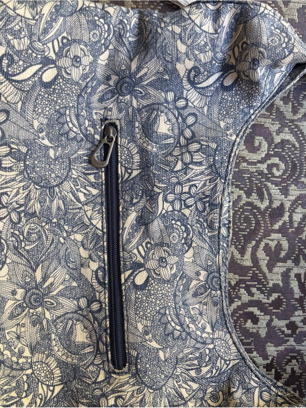 Sakroots Blue and Cream Floral Shoulder Bag with Front Zip